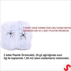2 Örümcekli Beyaz Örümcek Ağı Seti, 20gr