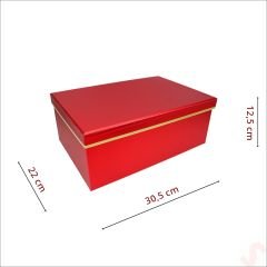 Dikdörtgen Kutu Büyük Boy, 30,5 x 22 x 12,5 cm - Metalik Kırmızı