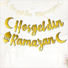 Hoşgeldin Ramazan Metalik Altın Banner - 2.10 mt