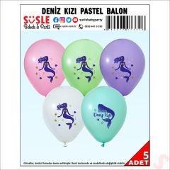 Deniz Kızı Pastel Balon, 30cm x 5 Adet
