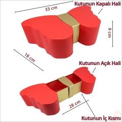 Kelebek Kutu, 33 x 18 x 9 cm - Kırmızı, 1 Adet