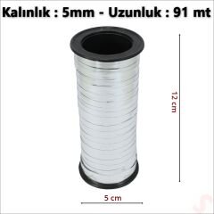 Rafya, 5 mm x 91 mt - Metalik Gümüş