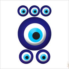 Nazar Boncuğu Dekoratif Duvar 3 Boyutlu Sticker - 6 Adet