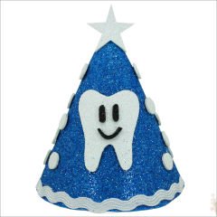 İlk Diş Simli Eva Külah Şapka - Mavi