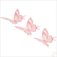3 Boyutlu Kelebek, Karton Sticker 12 Adet - Pembe
