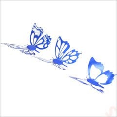 3 Boyutlu Kelebek, Karton Sticker 12 Adet - Metalik Lacivert