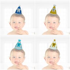 İlk Diş Simli Eva Külah Şapka - Beyaz