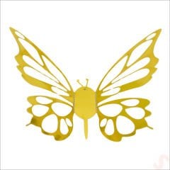3 Boyutlu Kelebek, Karton Sticker 12 Adet - Metalik Altın