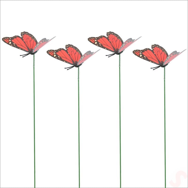 Bükülebilir Çubuklu ve 3 Boyutlu Kelebek, 12 Adet - Kırmızı