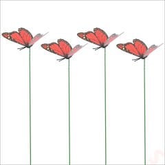 Bükülebilir Çubuklu ve 3 Boyutlu Kelebek, 12 Adet - Kırmızı