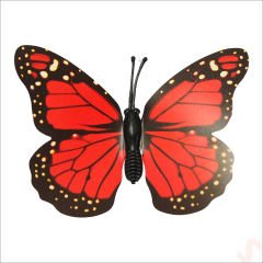 Bükülebilir Çubuklu ve 3 Boyutlu Kelebek, 12 Adet - Kırmızı