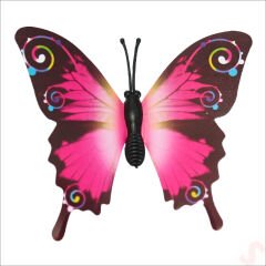 Bükülebilir Çubuklu ve 3 Boyutlu Kelebek, 12 Adet - Pembe