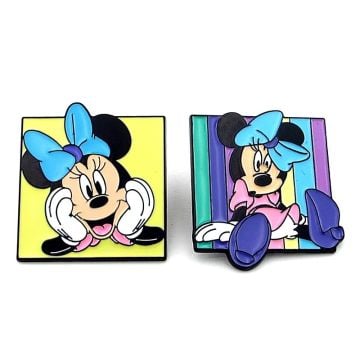 Minnie Mouse Mini Fare İki Adet Metal Rozet Yaka Çanta Süsü Pin İğne RZ363