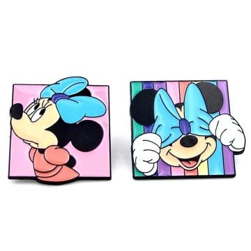 Minnie Mouse Sevimli Fare İki Adet Metal Rozet Yaka Çanta Süsü Pin İğne RZ364