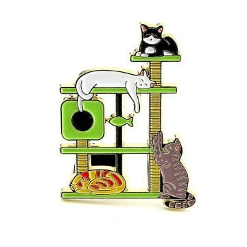 Sevimli Kediler Kedi Yuvası Oyun Alanı Metal Rozet Yaka Çanta Süsü RZ368