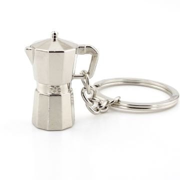 Moca Pot Şeklinde Kahve Sever Parlak Metal Anahtarlık KC098