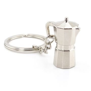 Moca Pot Şeklinde Kahve Sever Parlak Metal Anahtarlık KC098