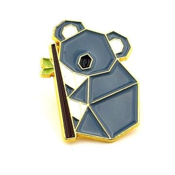 Origami Hayvan Figürü Koala Bambu Filizi Avustralya Geometrik Metal Rozet RZ370