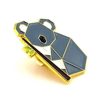 Origami Hayvan Figürü Koala Bambu Filizi Avustralya Geometrik Metal Rozet RZ370