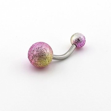 PEMBE SARI RENKLİ MUZ GÖBEK 8mm TOP UÇLU ÇELİK PİERCİNG P455G