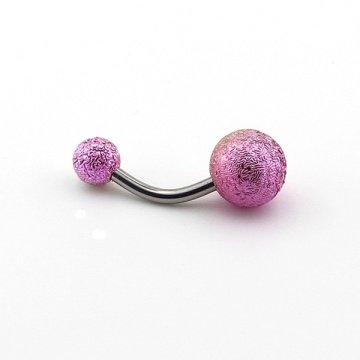 PEMBE SARI RENKLİ MUZ GÖBEK 8mm TOP UÇLU ÇELİK PİERCİNG P455G