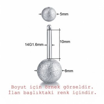 PEMBE SARI RENKLİ MUZ GÖBEK 8mm TOP UÇLU ÇELİK PİERCİNG P455G