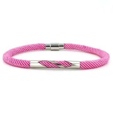 PEMBE ÖRGÜ İPLİ METAL ÇENTİK MIKNATISLI ERKEK BİLEKLİK M027Q