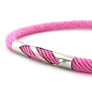 PEMBE ÖRGÜ İPLİ METAL ÇENTİK MIKNATISLI ERKEK BİLEKLİK M027Q