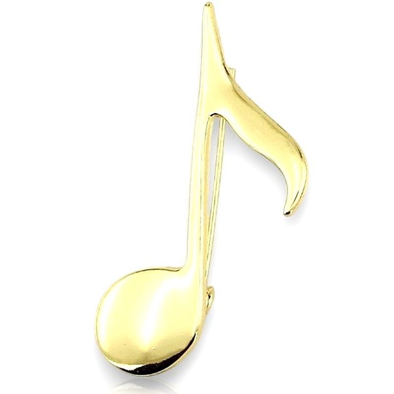 Nota İşareti Müzik Melodi Simge Sarı Metal Yaka Süsü Broş RZ388