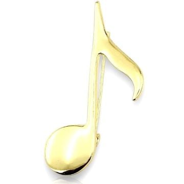 Nota İşareti Müzik Melodi Simge Sarı Metal Yaka Süsü Broş RZ388