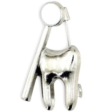 Diş Hekimi Diş Muayene Aynası Gümüş Renkli Metal Yaka Süsü Rozet RZ393