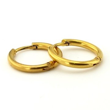 SARI RENK 16mm İNCE HALKA ÇELİK UNİSEX KÜPE E760