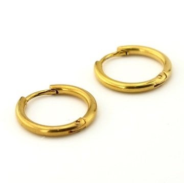 SARI RENK 16mm İNCE HALKA ÇELİK UNİSEX KÜPE E760