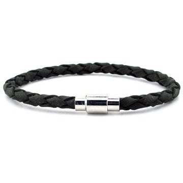 HAKİ YEŞİL SAÇ ÖRGÜ DERİ METAL MIKNATIS ERKEK BİLEKLİK M019F