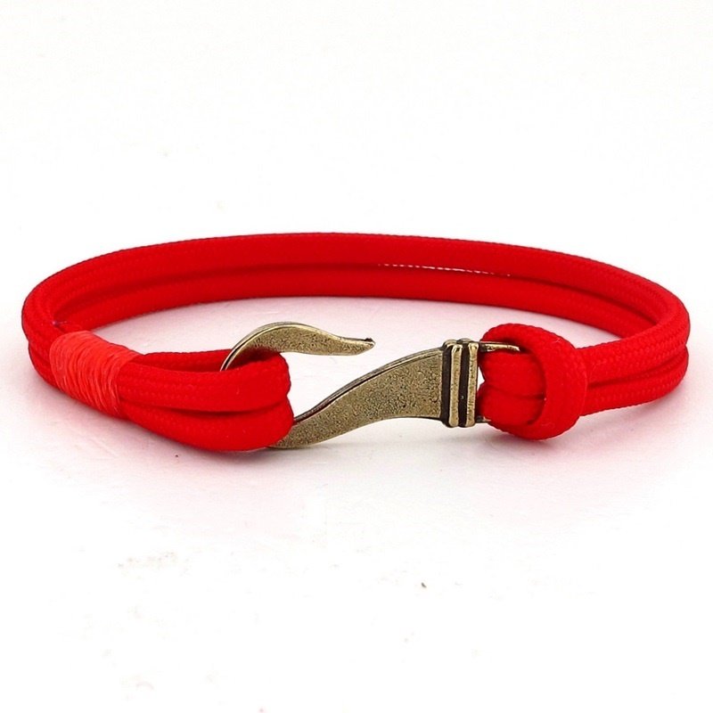 BRONZ METAL KANCA KIRMIZI PARACORD ERKEK BİLEKLİK BT615