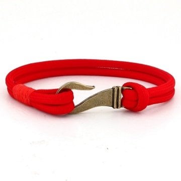 BRONZ METAL KANCA KIRMIZI PARACORD ERKEK BİLEKLİK BT615