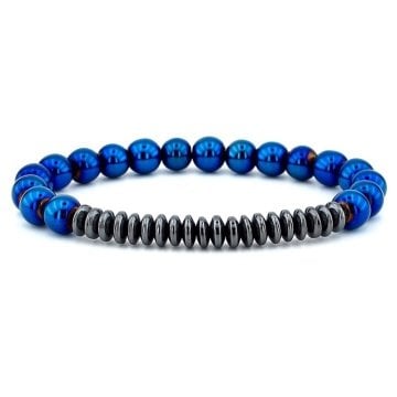 LACİVERT PARLAK HEMATİT DOĞAL TAŞ ERKEK BİLEKLİK J0162