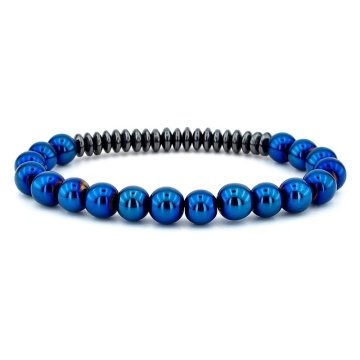LACİVERT PARLAK HEMATİT DOĞAL TAŞ ERKEK BİLEKLİK J0162