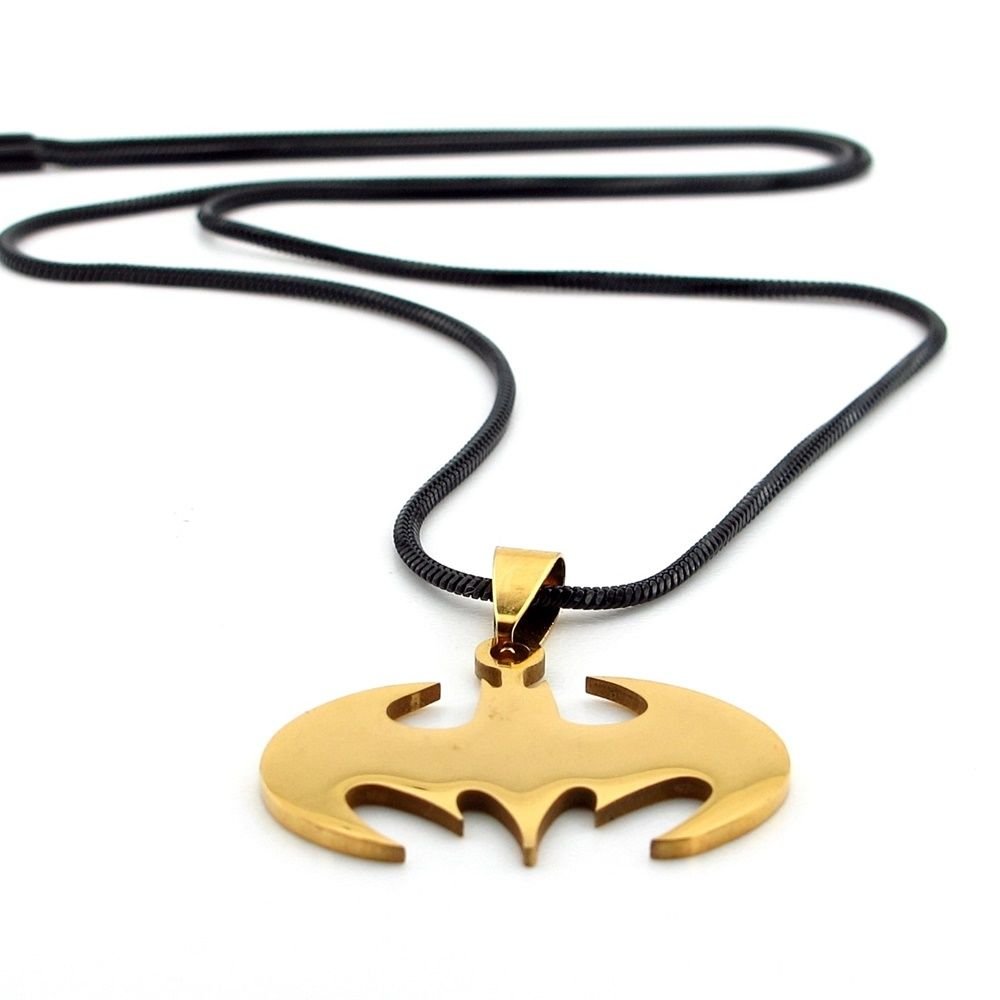 Sarı Çelik Batman Logo DC Comics Kahraman Çelik Erkek Kolye Q0706