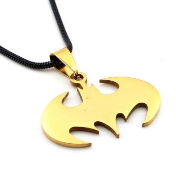 Sarı Çelik Batman Logo DC Comics Kahraman Çelik Erkek Kolye Q0706