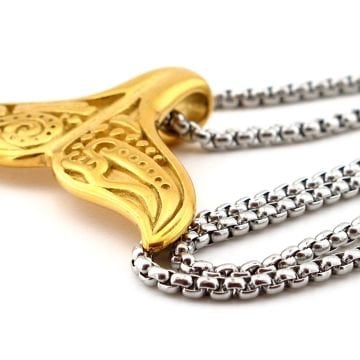 Viking Balina Kuyruğu Paslanmaz Sarı Çelik Erkek Kolye Q0708