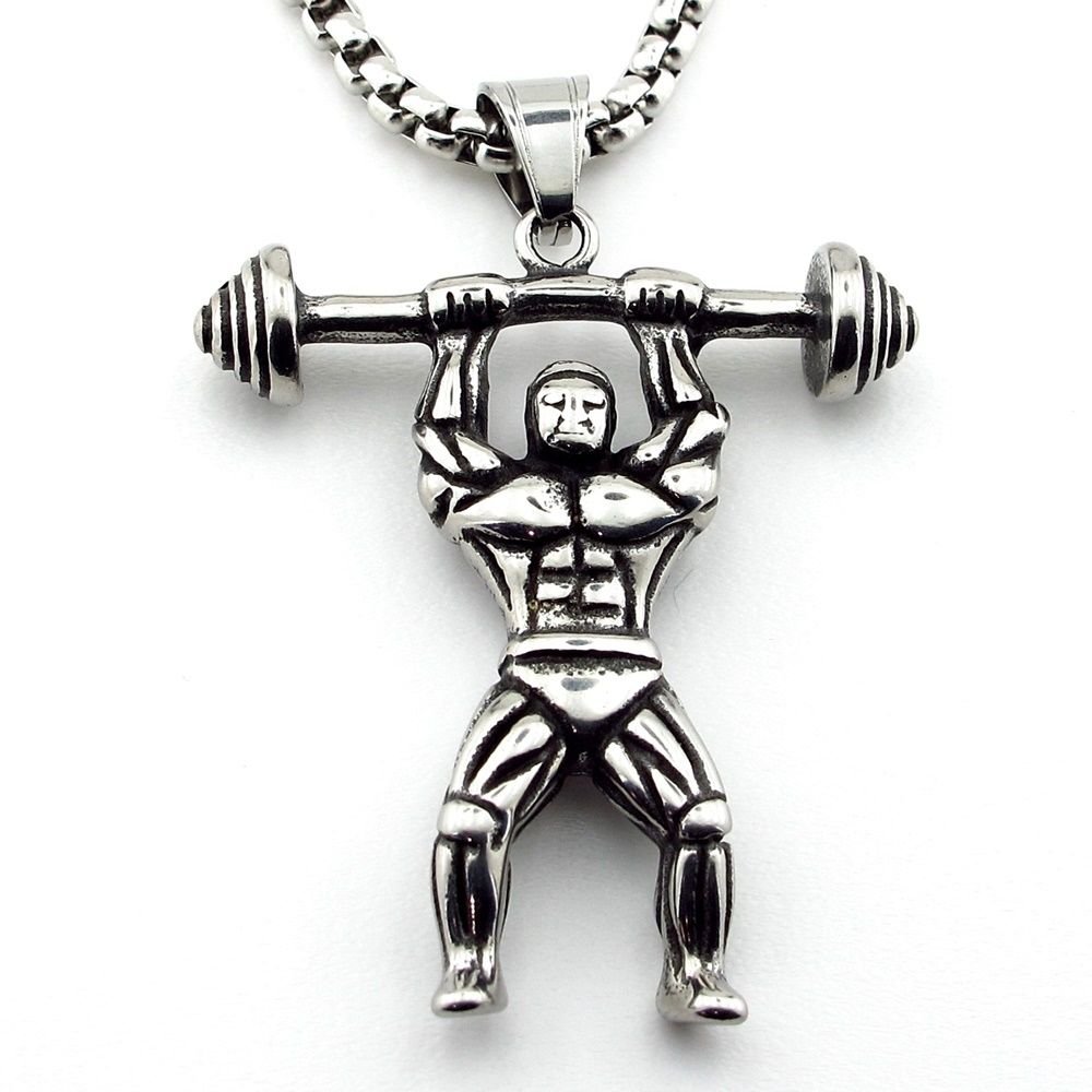 Halter Body Building Fitness Spor Çelik Erkek Kolye Zincir Q0724
