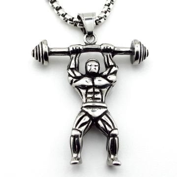 Halter Body Building Fitness Spor Çelik Erkek Kolye Zincir Q0724