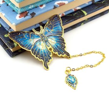 Yıldızlı Gece Tonları Kelebek Altın Rengi Metal Kitap Ayracı Zincirli AY006