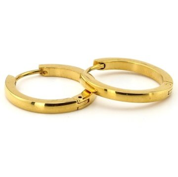BÜYÜK BOY 20mm İNCE HALKA SARI ÇELİK ERKEK KÜPE E828