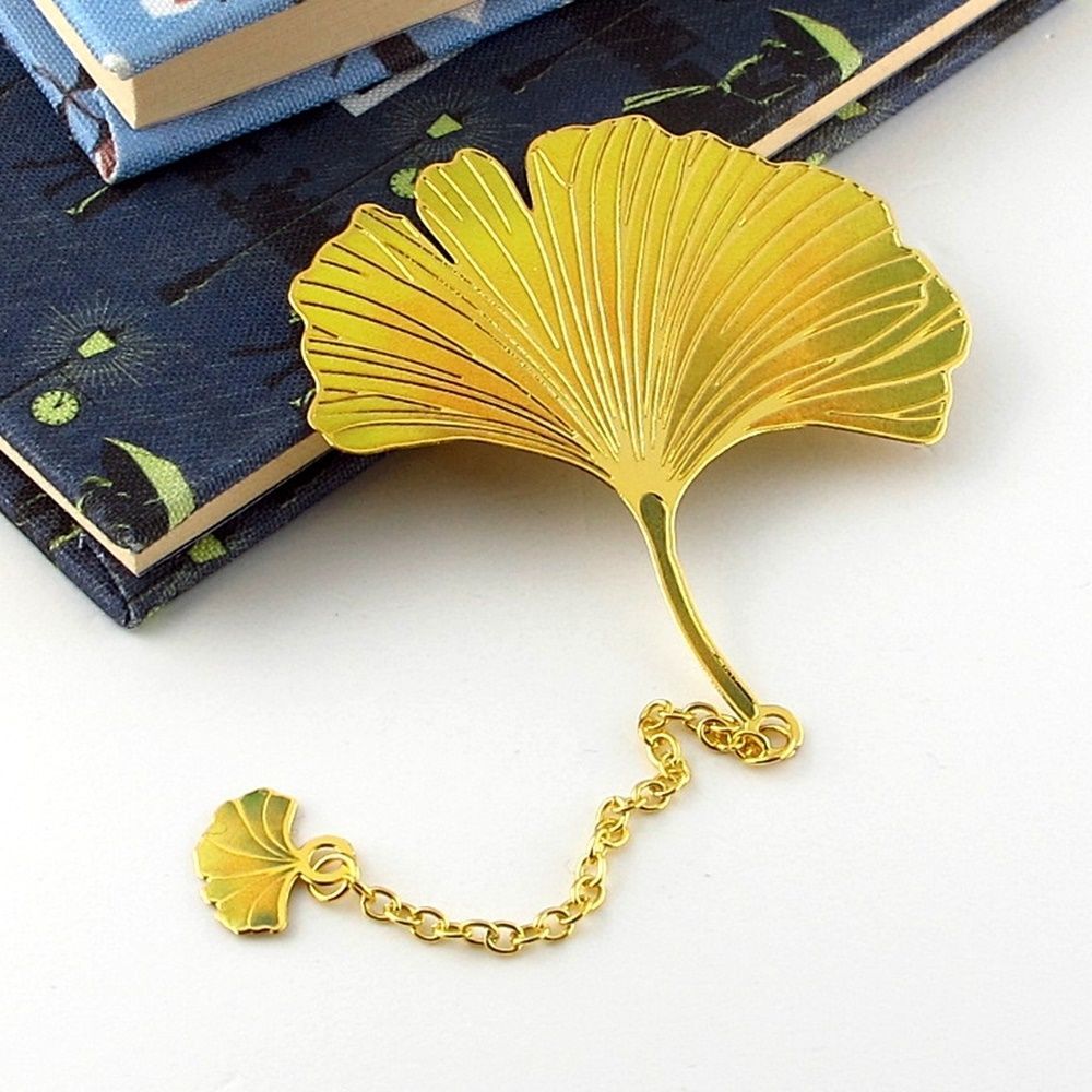 Düşmüş Sonbahar Ağaç Yaprakları Bookmark Metal Ayraç Kitap Ayracı Zincirli AY015