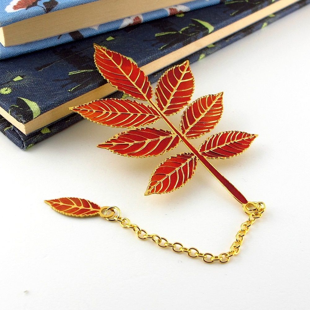 Kurumuş Sonbahar Ağaç Yaprakları Bookmark Metal Ayraç Kitap Ayracı Zincirli AY016