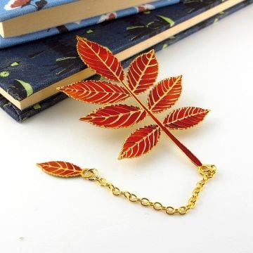 Kurumuş Sonbahar Ağaç Yaprakları Bookmark Metal Ayraç Kitap Ayracı Zincirli AY016