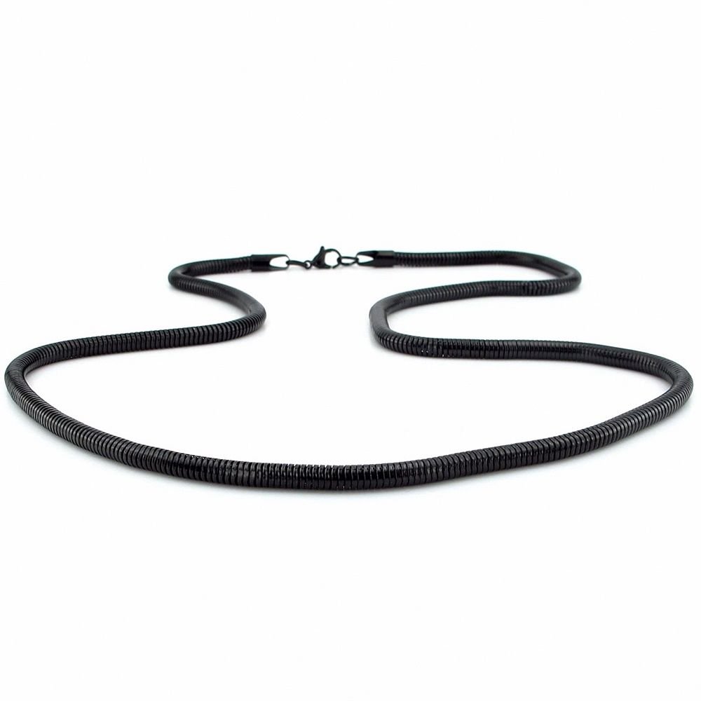 Siyah Çelik 4.2 mm Kalınlık 65cm Uzunluk Zincir Erkek Kolye Q0738