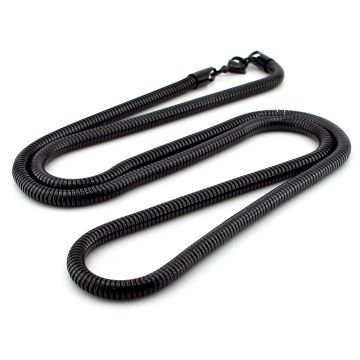 Siyah Çelik 4.2 mm Kalınlık 65cm Uzunluk Zincir Erkek Kolye Q0738